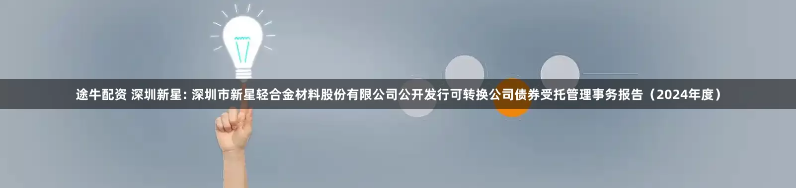途牛配资 深圳新星: 深圳市新星轻合金材料股份有限公司公开发行可转换公司债券受托管理事务报告（2024年度）