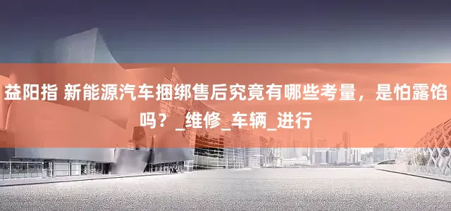 益阳指 新能源汽车捆绑售后究竟有哪些考量，是怕露馅吗？_维修_车辆_进行